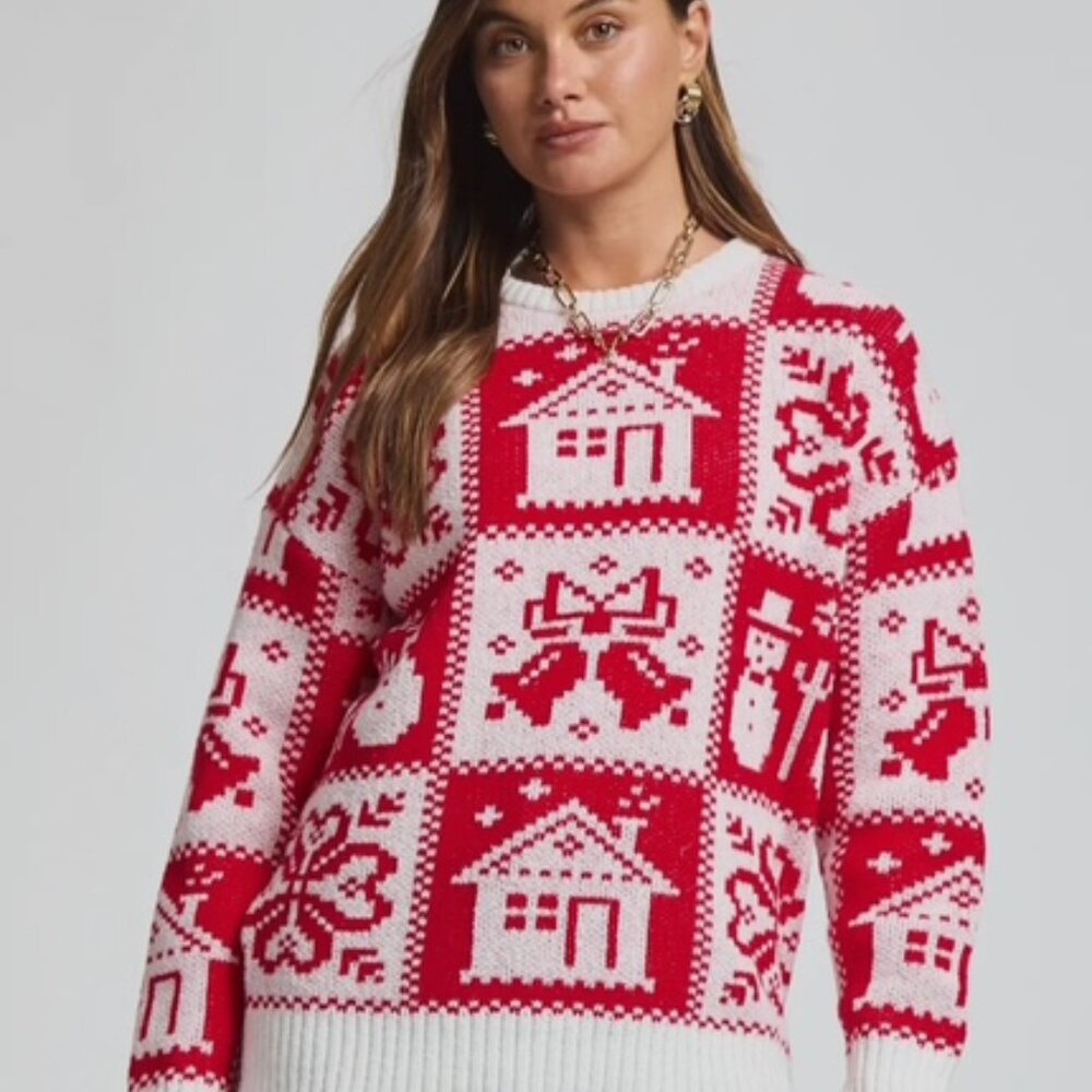 Holly Jolly Patchwork Christmas Sweater | S–3X